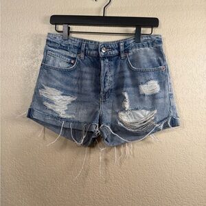 Casual Blue Distressed Jean Shorts